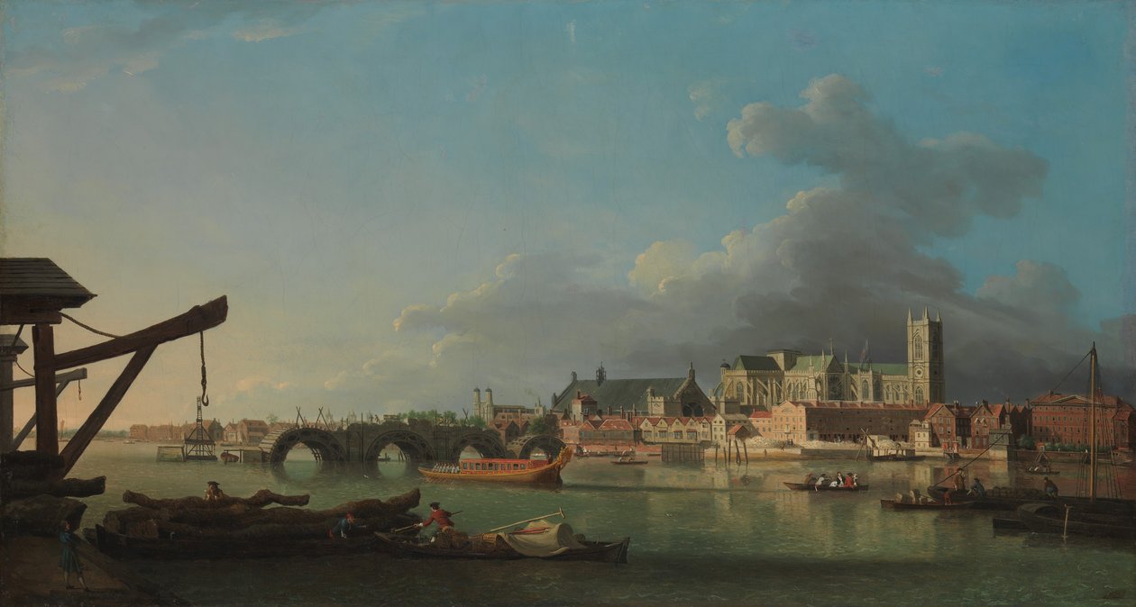Budynek Mostu Westminsterskiego. autorstwa Samuel Scott