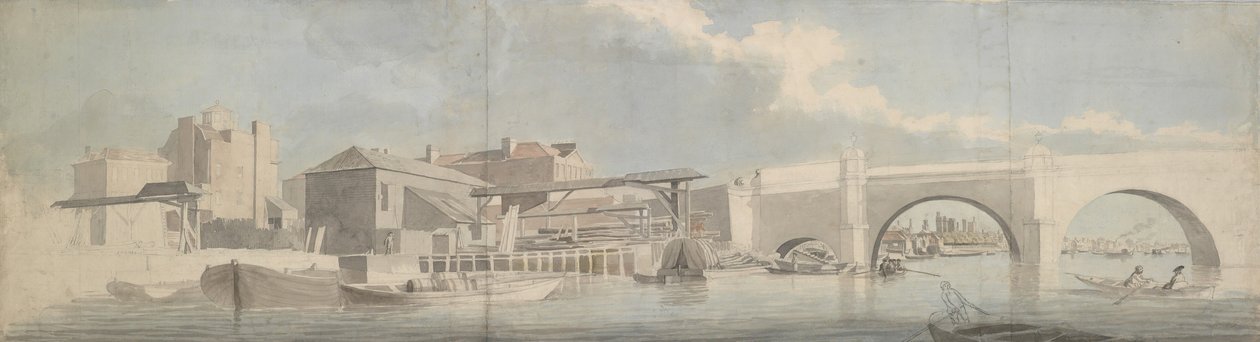 Westminster Bridge, Surrey Side, ca. 1750. autorstwa Samuel Scott
