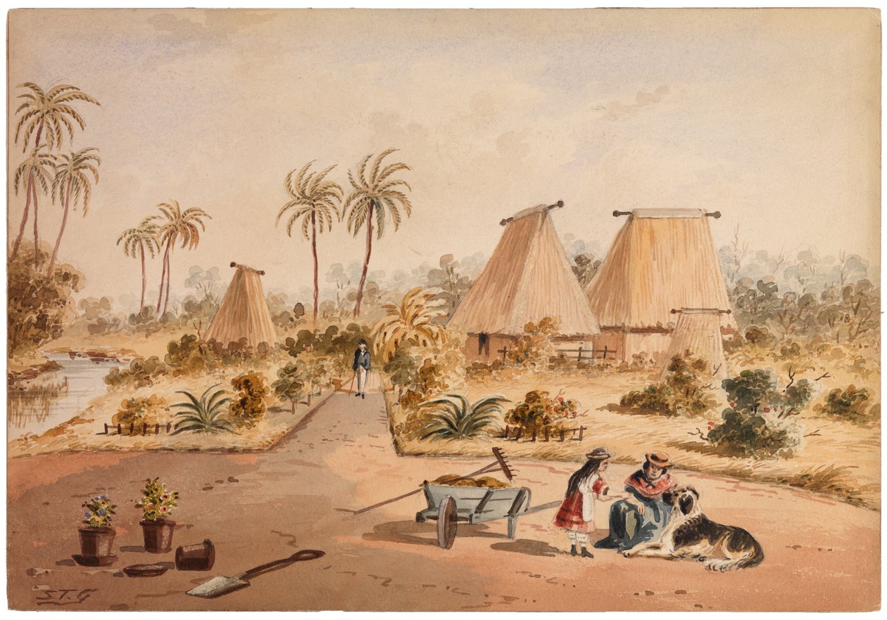 Gospodarstwo, Savu Bay, Fidżi, 1870 autorstwa Samuel Thomas Gill