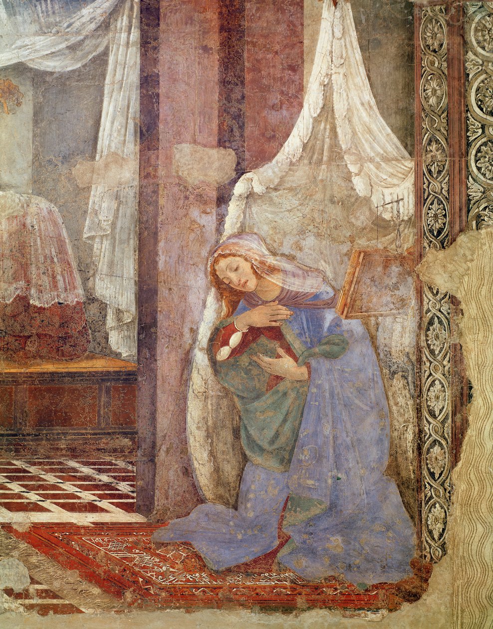 Zwiastowanie, detal dziewicy, 1481 (tempera na drewnie) autorstwa Sandro Botticelli