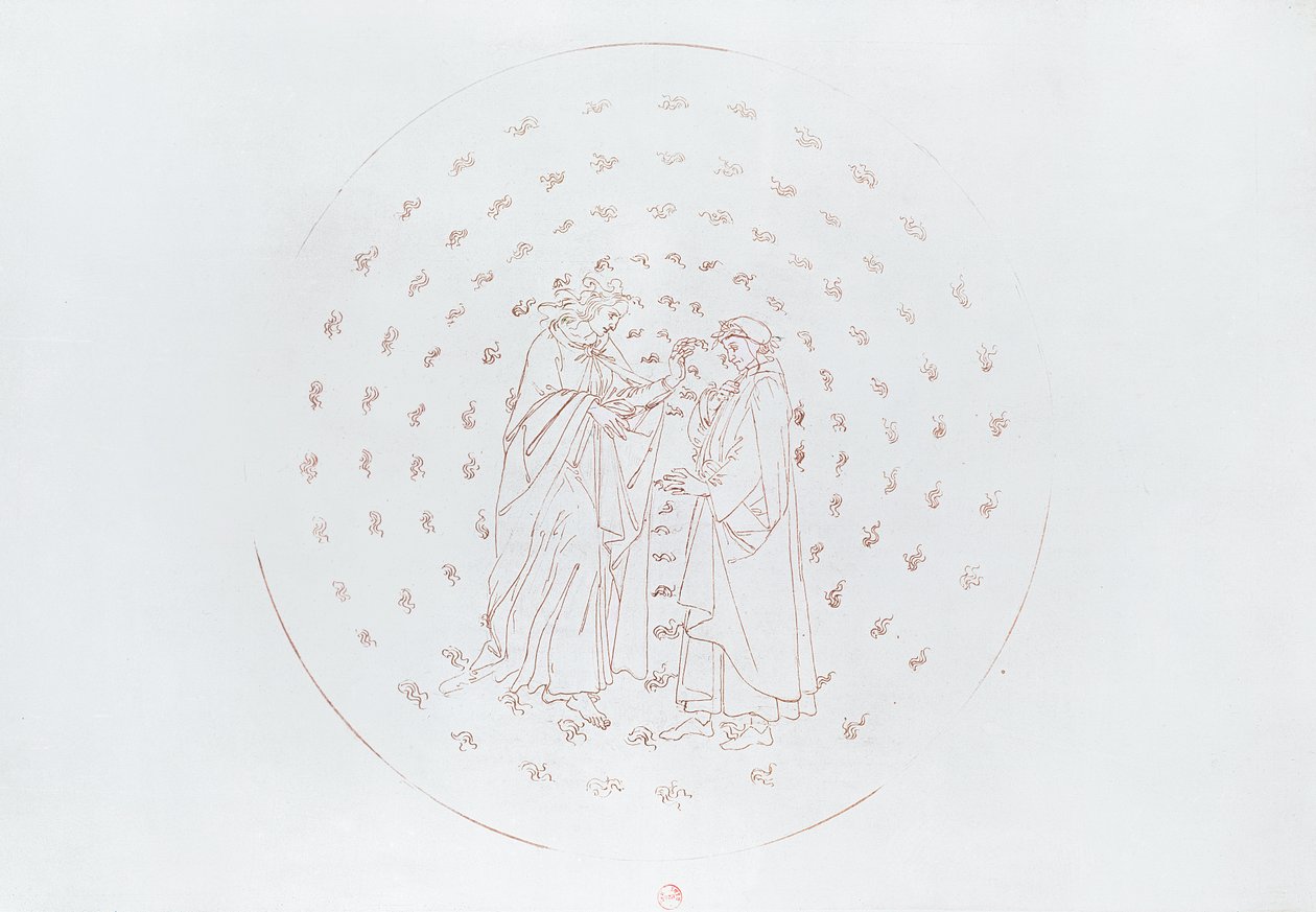 Dante i Beatrycze, z "Boskiej komedii" Dantego Alighieri (1265-1321) ok. 1480 r. autorstwa Sandro Botticelli