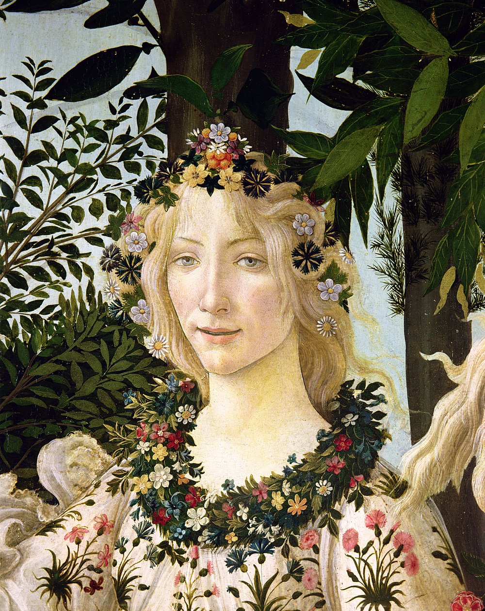 Flora, fragment z Primavery, ok. 1478 (tempera na desce) autorstwa Sandro Botticelli