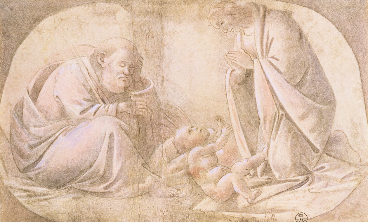 Szopka (pióro i atrament z gwaszem) autorstwa Sandro Botticelli