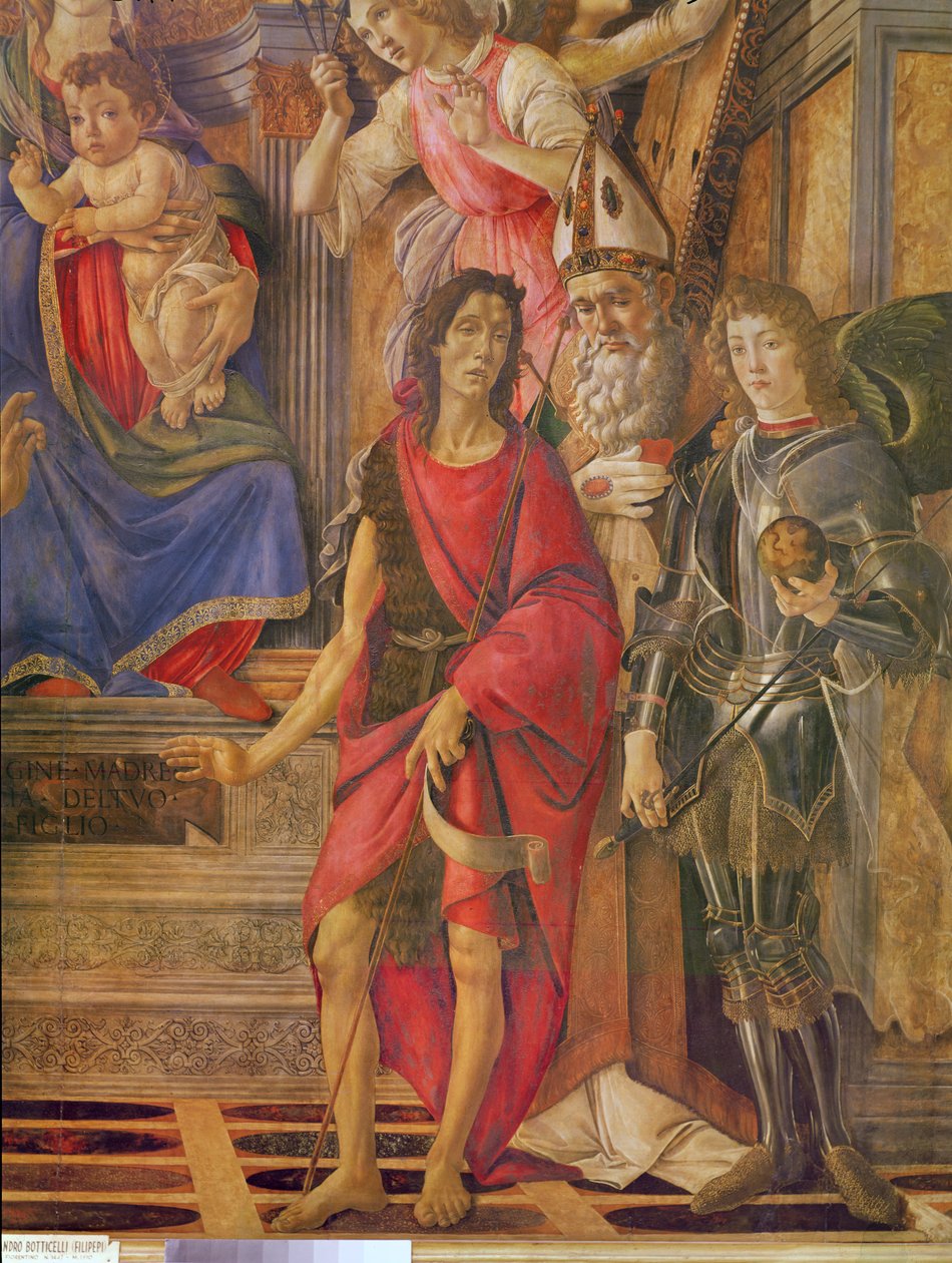 Ołtarz św. Barnaby, Dziewica z Dzieciątkiem w intronizacji, detal św. Jana Chrzciciela, św. Ignacego biskupa Antiochii, św. Michała, ok. 1488 r. tempera na drewnie autorstwa Sandro Botticelli
