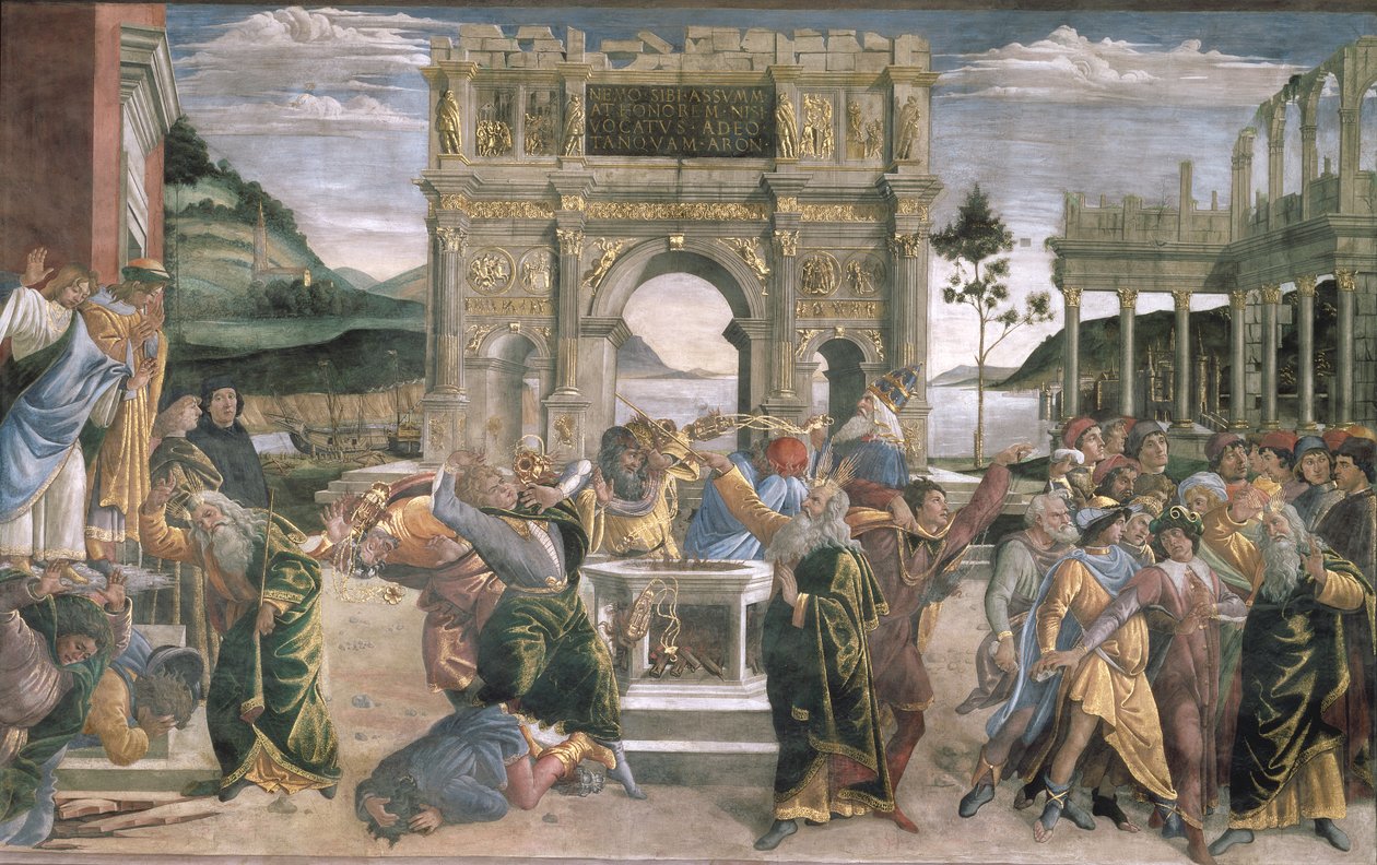 Kara Koracha, Datana i Abirama, 1481 autorstwa Sandro Botticelli