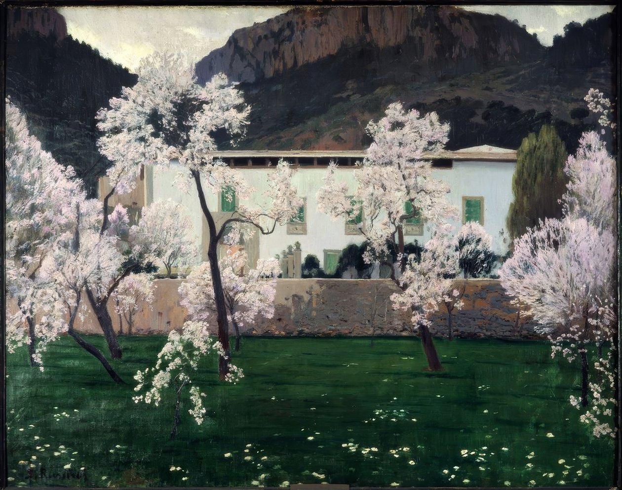 Kwitnące drzewa migdałowe autorstwa Santiago Rusiñol