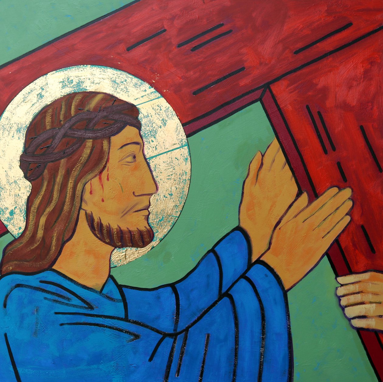 Jezus bierze na siebie swój krzyż autorstwa Sara Hayward