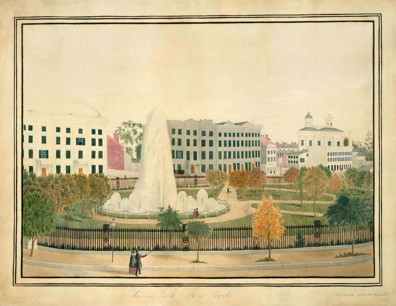 Union Park, Nowy Jork, ca. 1845. autorstwa Sarah Fairchild