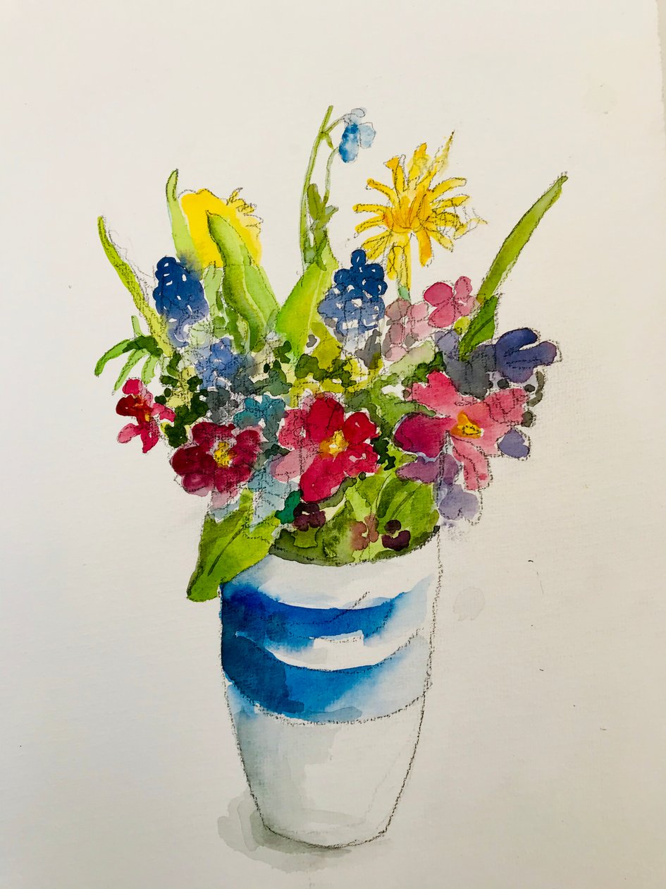 Wiosenne kwiaty, 2020, (akwarela) autorstwa Sarah Thompson Engels