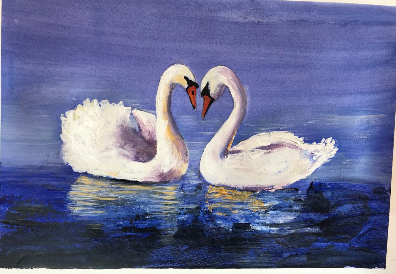 Łabędzie, 2019 (akryl) autorstwa Sarah Thompson Engels
