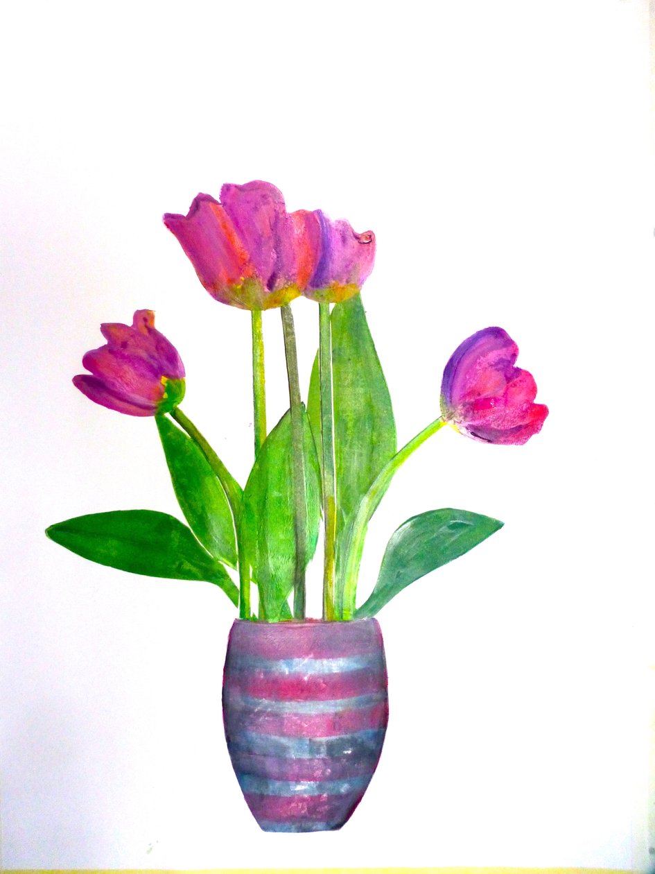 Tulipany 1, 2021 (tusz na papierze) autorstwa Sarah Thompson Engels