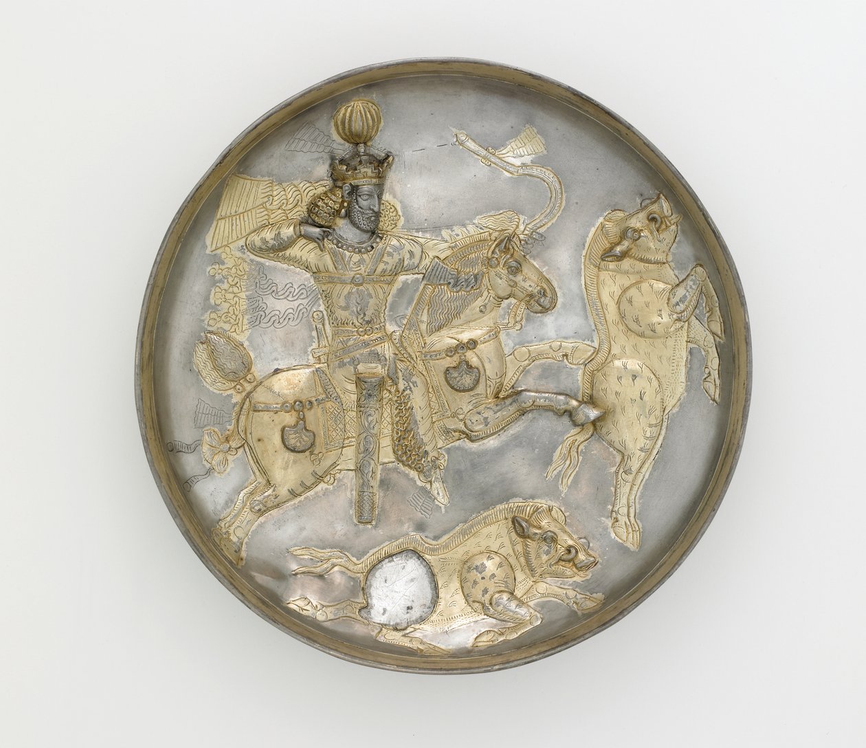 Płyta, IV wiek (srebro i złocenia) autorstwa Sasanian School