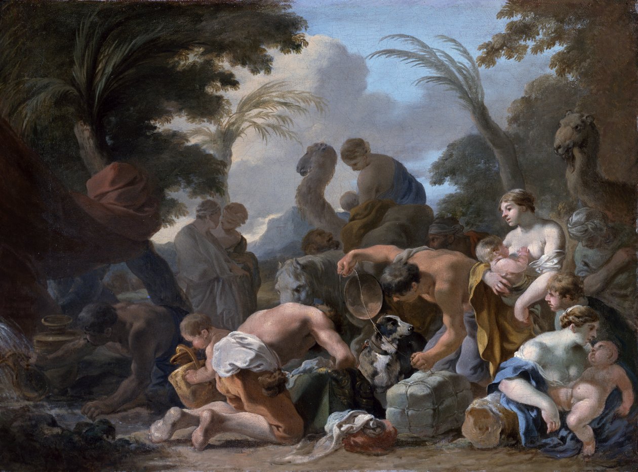 Laban przeszukuje rzeczy Jakuba, ok. 1634-37 autorstwa Sébastien Bourdon