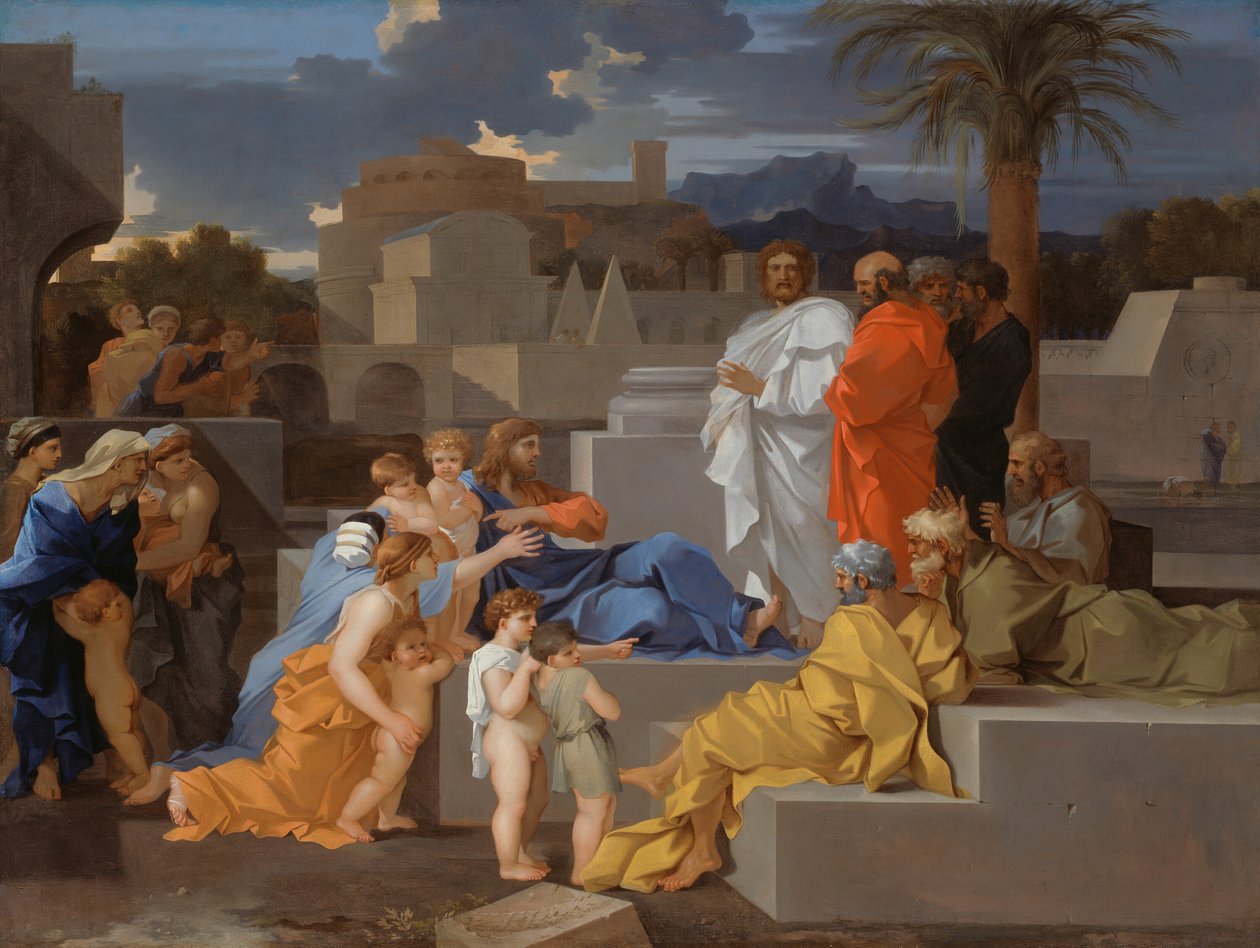 Chrystus przyjmujący dzieci, rozdz. 1655. autorstwa Sébastien Bourdon