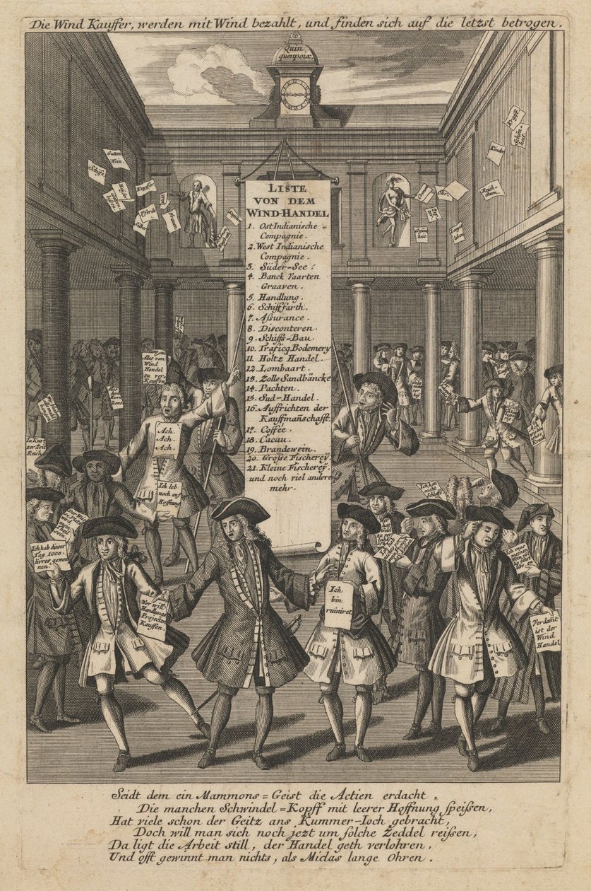 Handlarze wiatrem upuszczają pieniądze..., ok. 1720 autorstwa Schmid