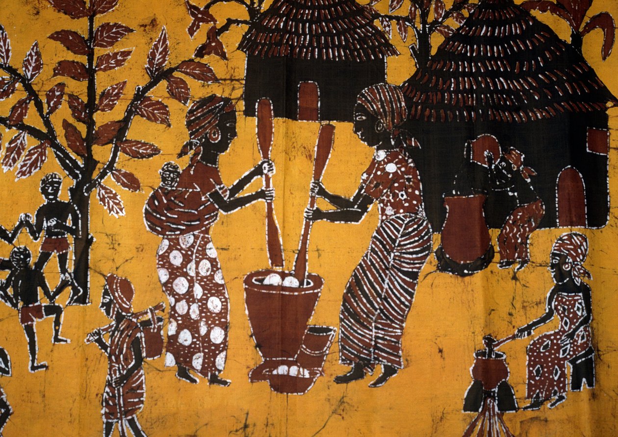 Tkanina wykonana techniką batiku, rękodzieło Togo autorstwa School African