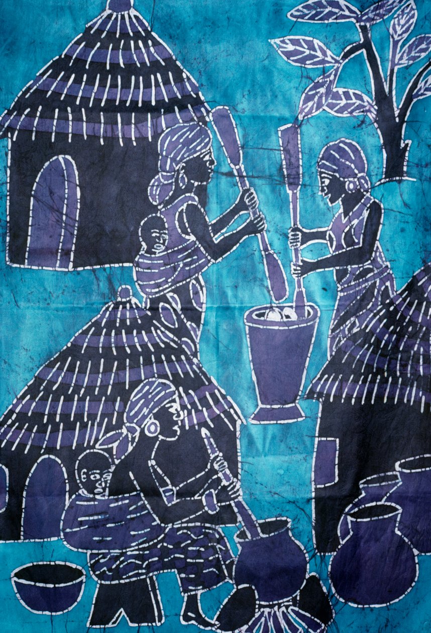 Tkanina wykonana techniką batiku, rękodzieło Togo autorstwa School African