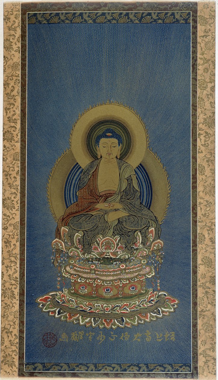 Malarstwo na jedwabiu - boski buddyzm AMITABHA. autorstwa School Asian
