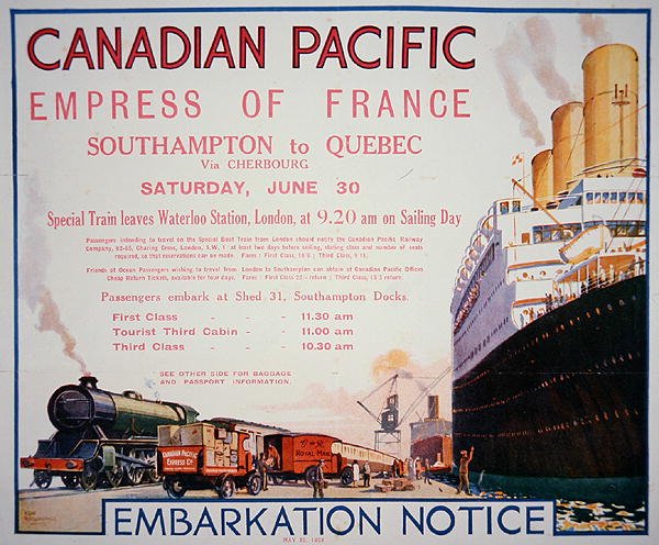 Plakat kanadyjskiego Pacyfiku „Cesarzowa Francji” autorstwa School Canadian