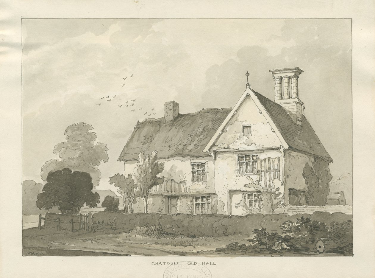 Chatcull Old Hall: rysunek piórkiem i praniem autorstwa School English