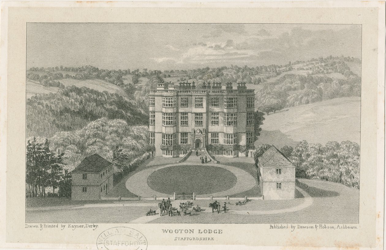 Wootton Lodge: litografia, nd [c 1839] (druk) autorstwa School English