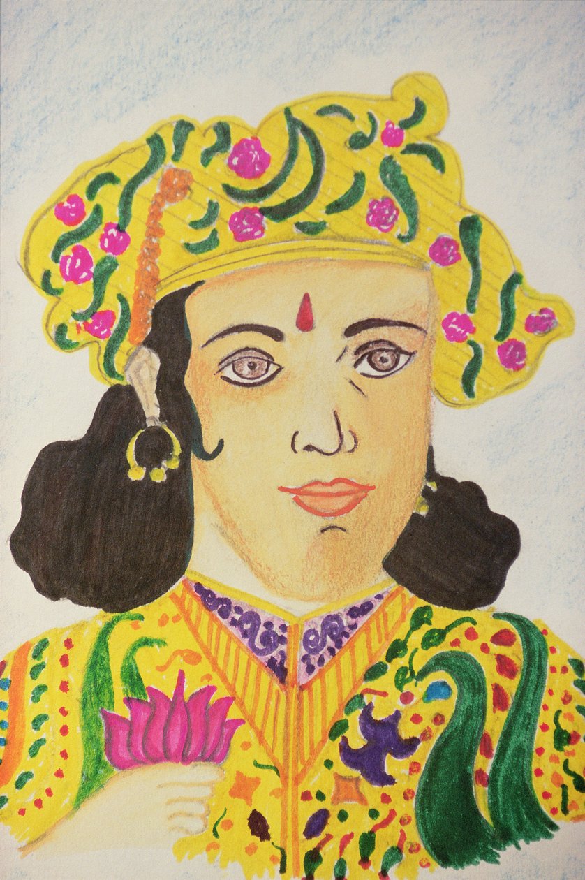 Cesarz Aśoka (akwarela) autorstwa School Indian