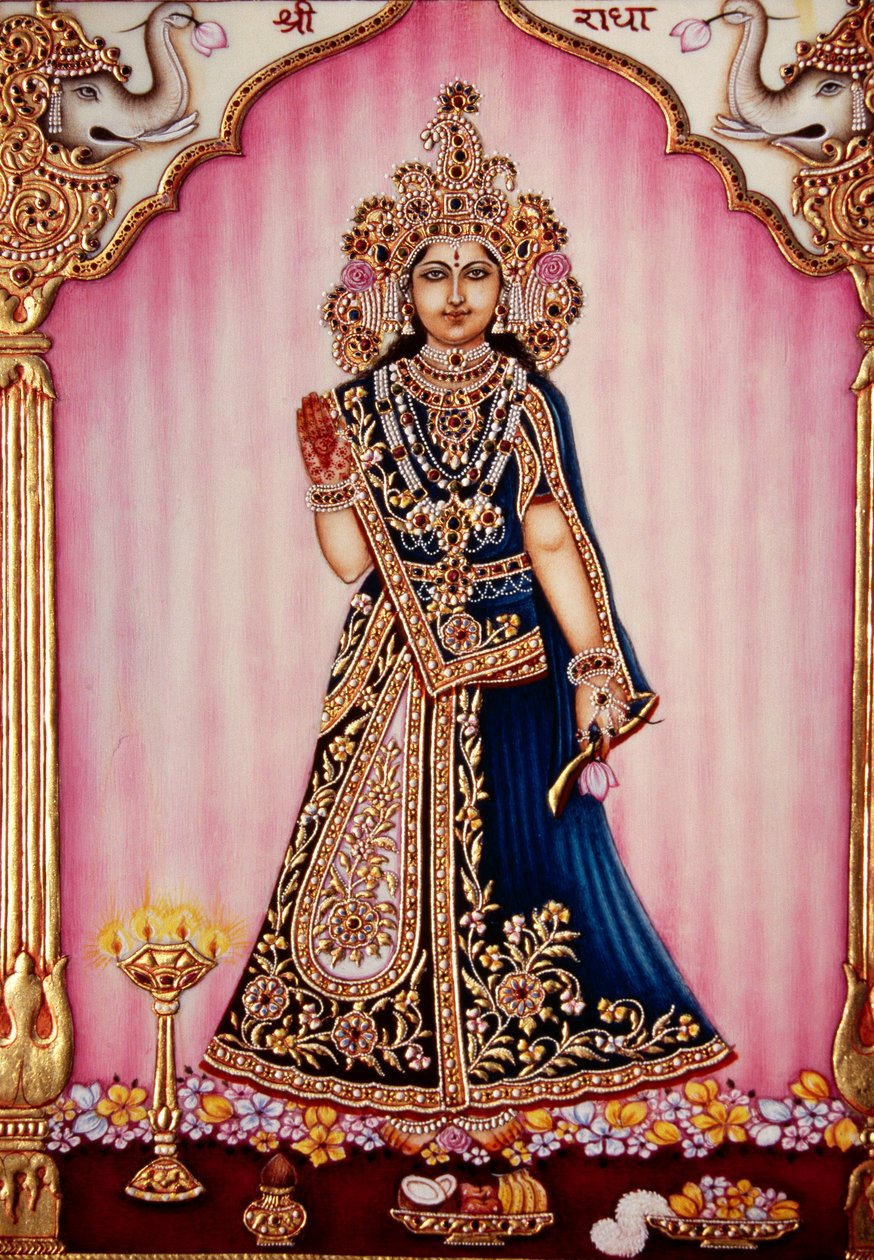 Bogini Radha miniaturowy obraz na kości słoniowej autorstwa School Indian