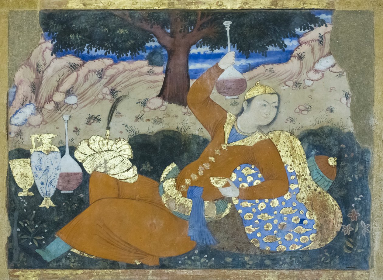 Fresco at Chehel Sotoun palace, Esfahan, Iran autorstwa School Iranian