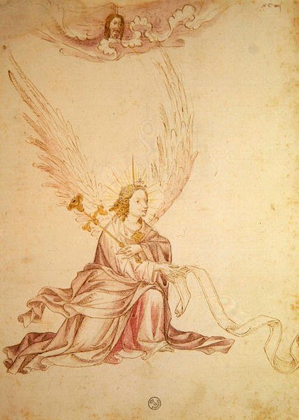 Archanioł Gabriel (tusz i pranie na papierze) autorstwa School Italian
