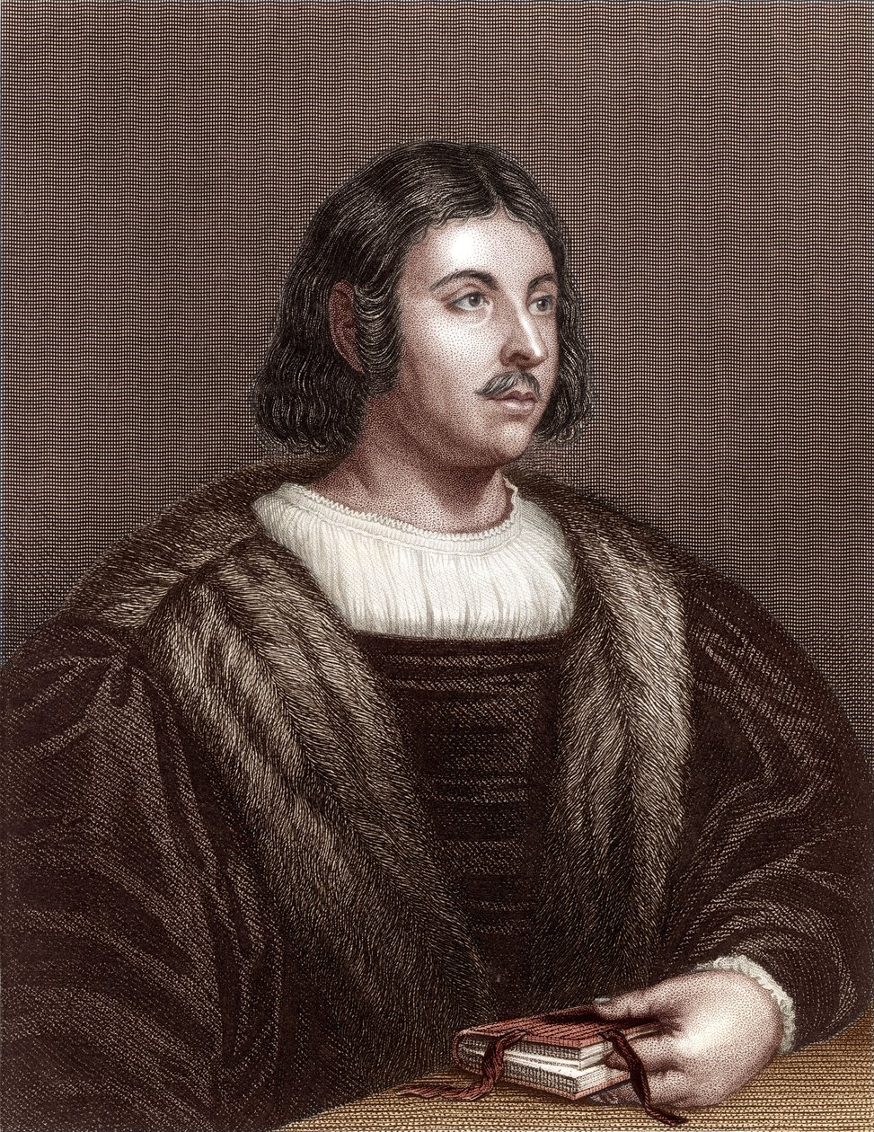 Giovanni Boccaccio (kolorowe grawerowanie) autorstwa School Italian