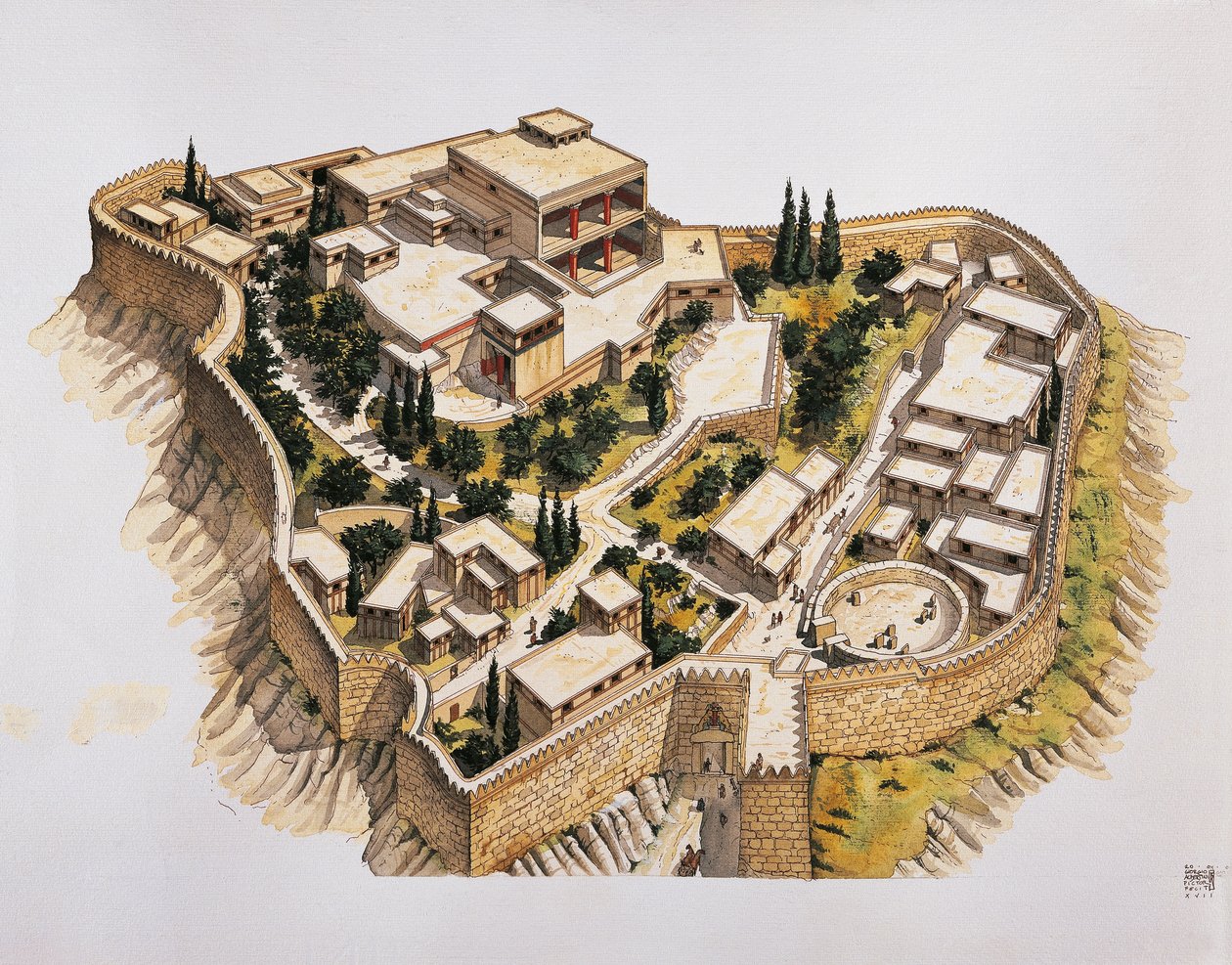 Rekonstrukcja starożytnych Myken (kolor lito) autorstwa School Italian