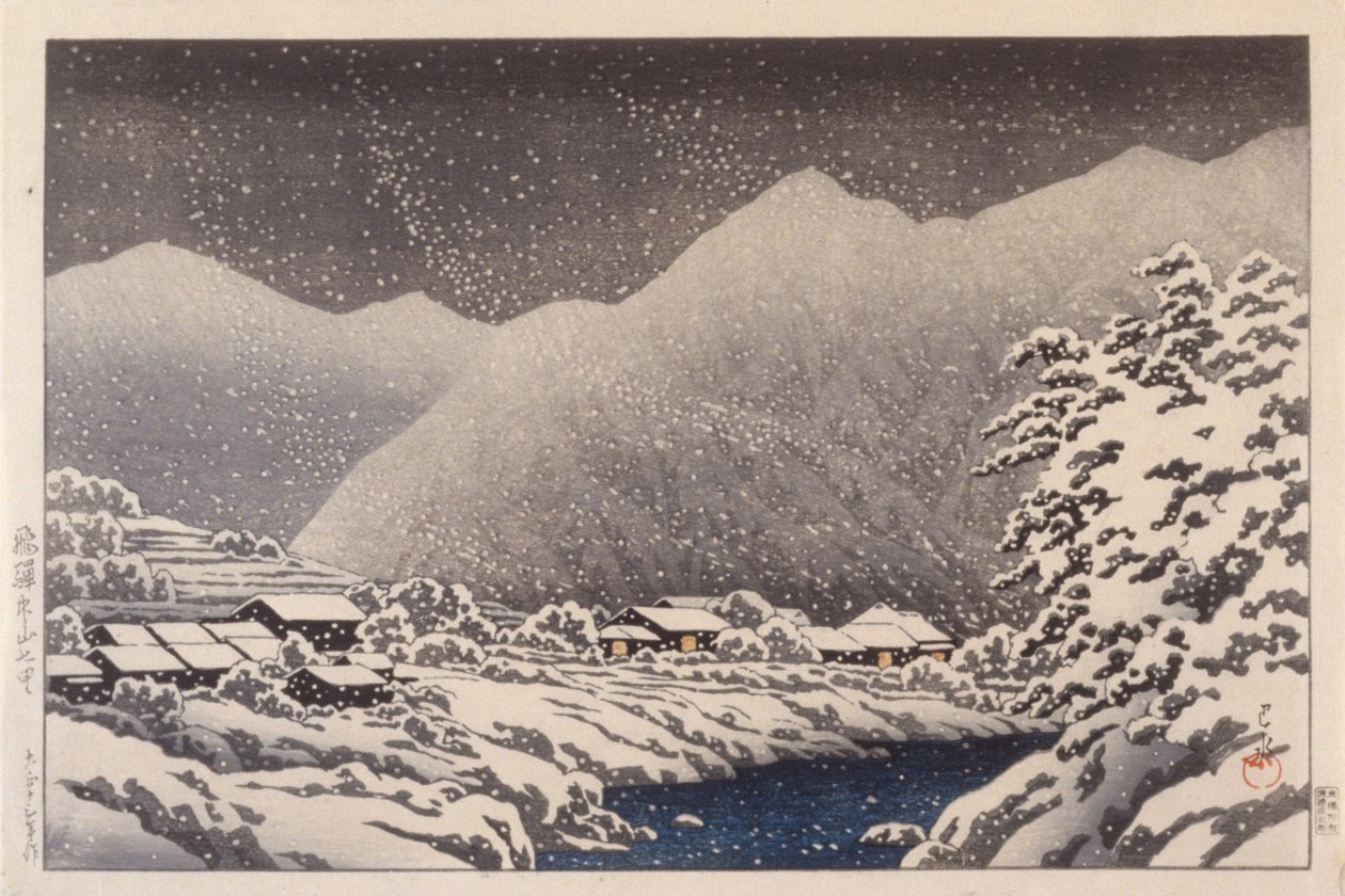 Dolina Hida zimą (tusz) autorstwa School Japanese