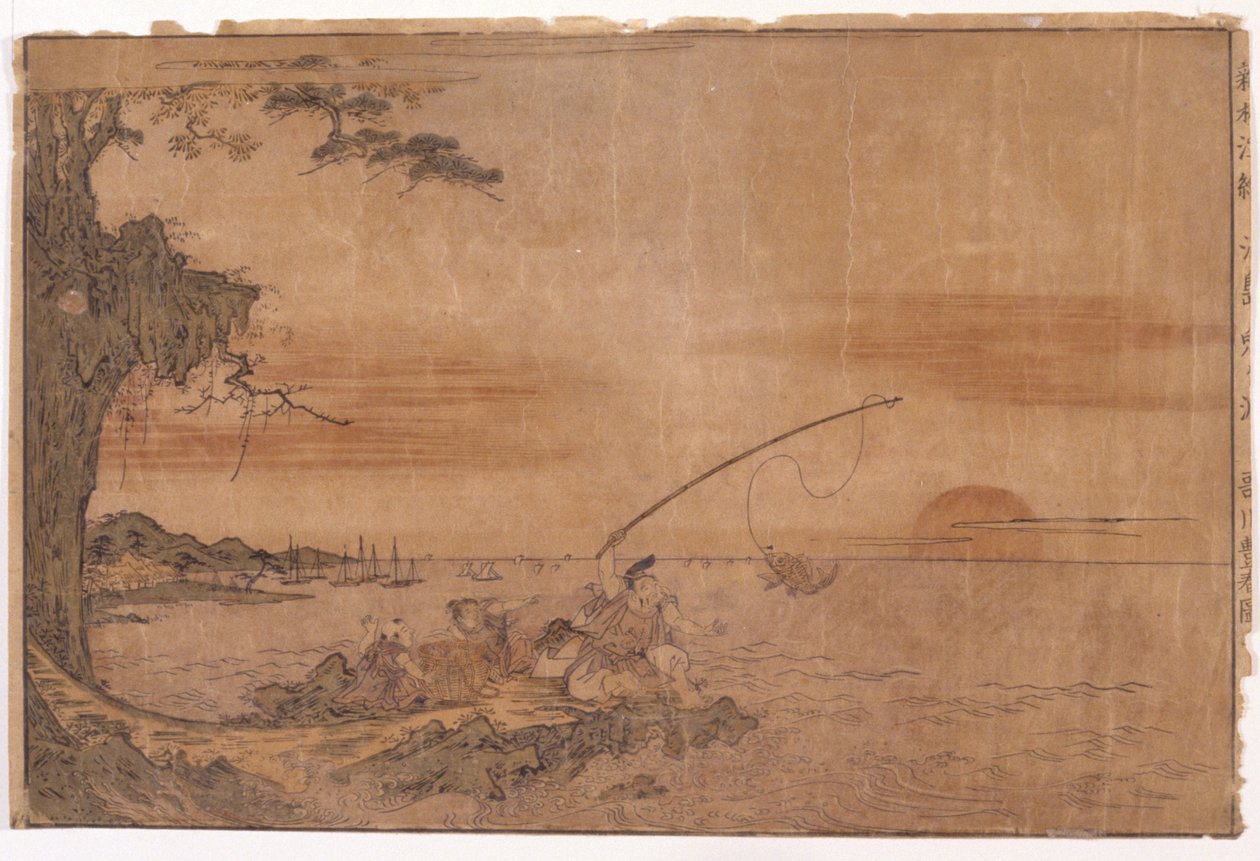 Krajobraz Z Rybakiem autorstwa School Japanese