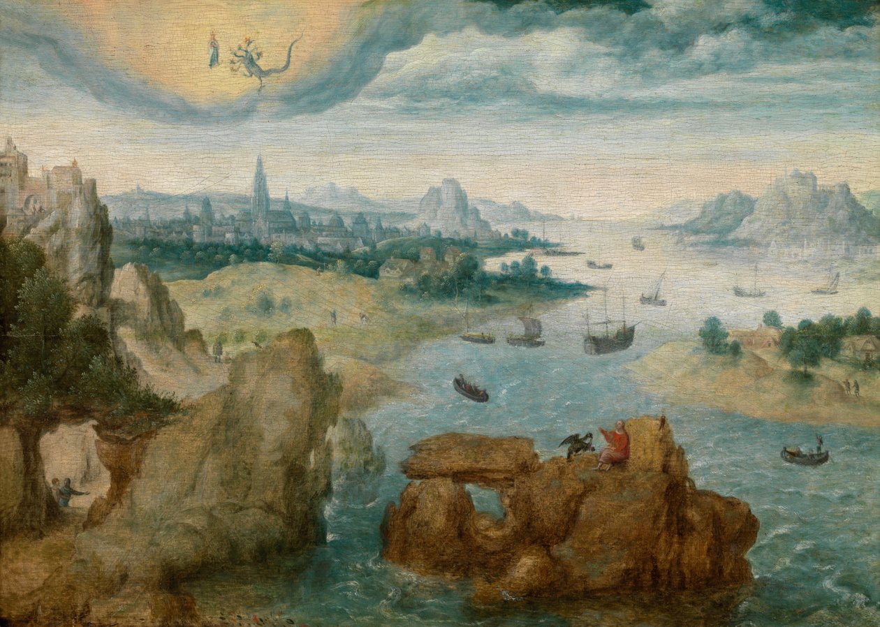 St John on Patmos (olej na desce) autorstwa School Netherlandish