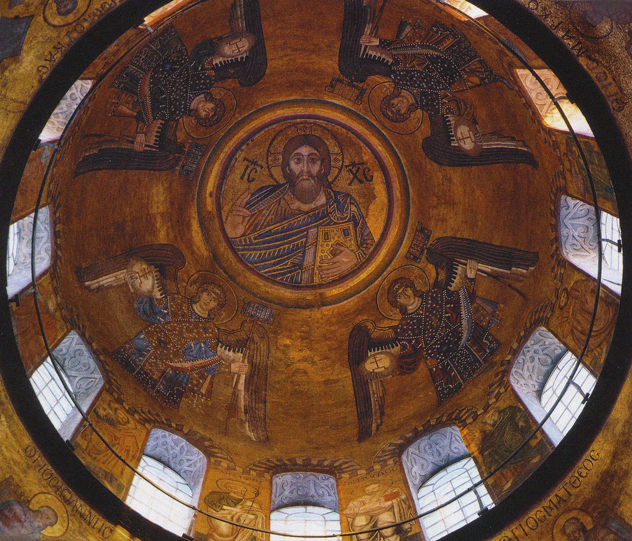 Chrystus Pantokrator z Archaniołami (mozaika) autorstwa School Russian