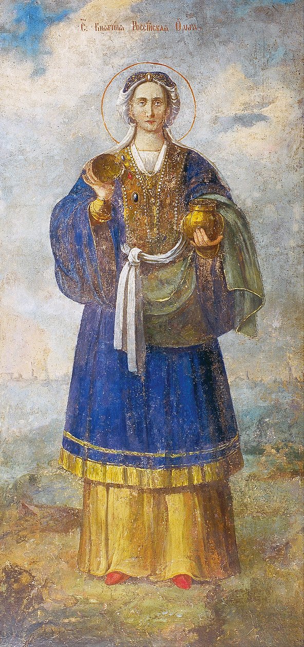 Święta Olga, księżna Kijowa, ok. 1700 (fresk) autorstwa School Russian
