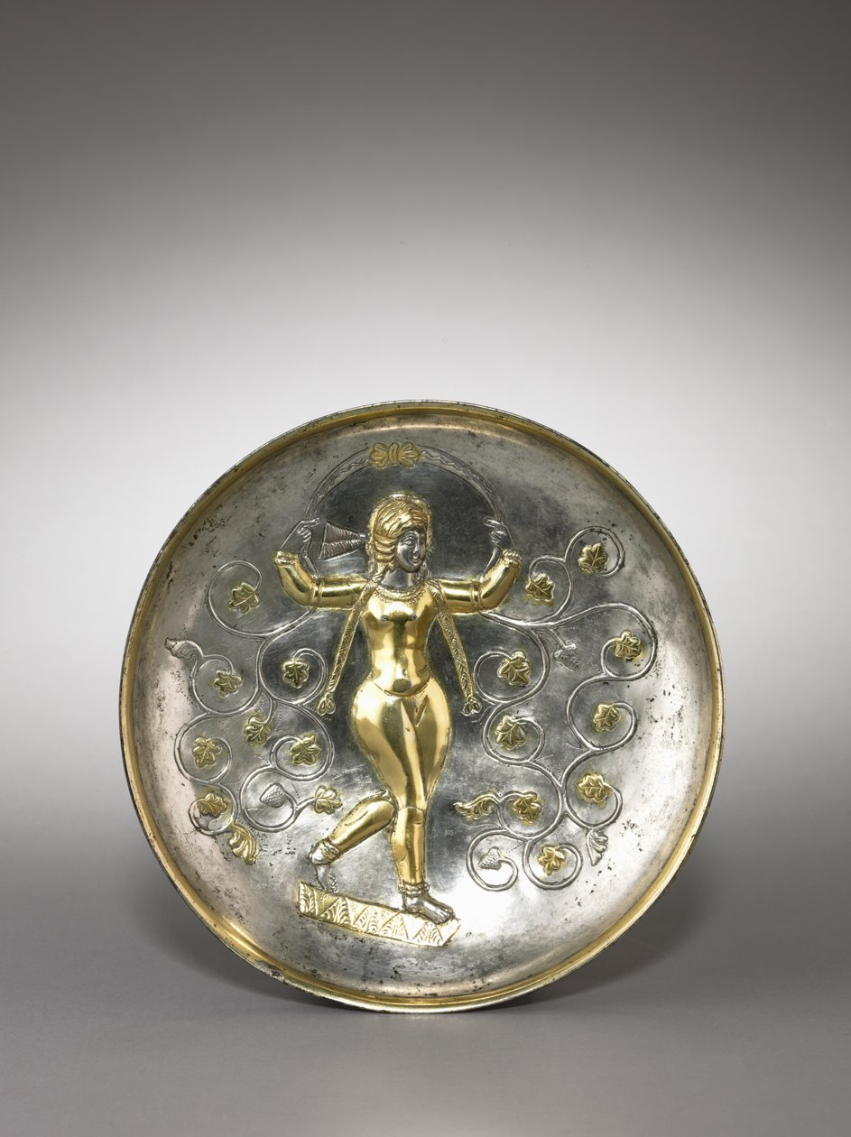 Danie: Bogini Anahita, 400-600 (srebro pozłacane) autorstwa School Sasanian
