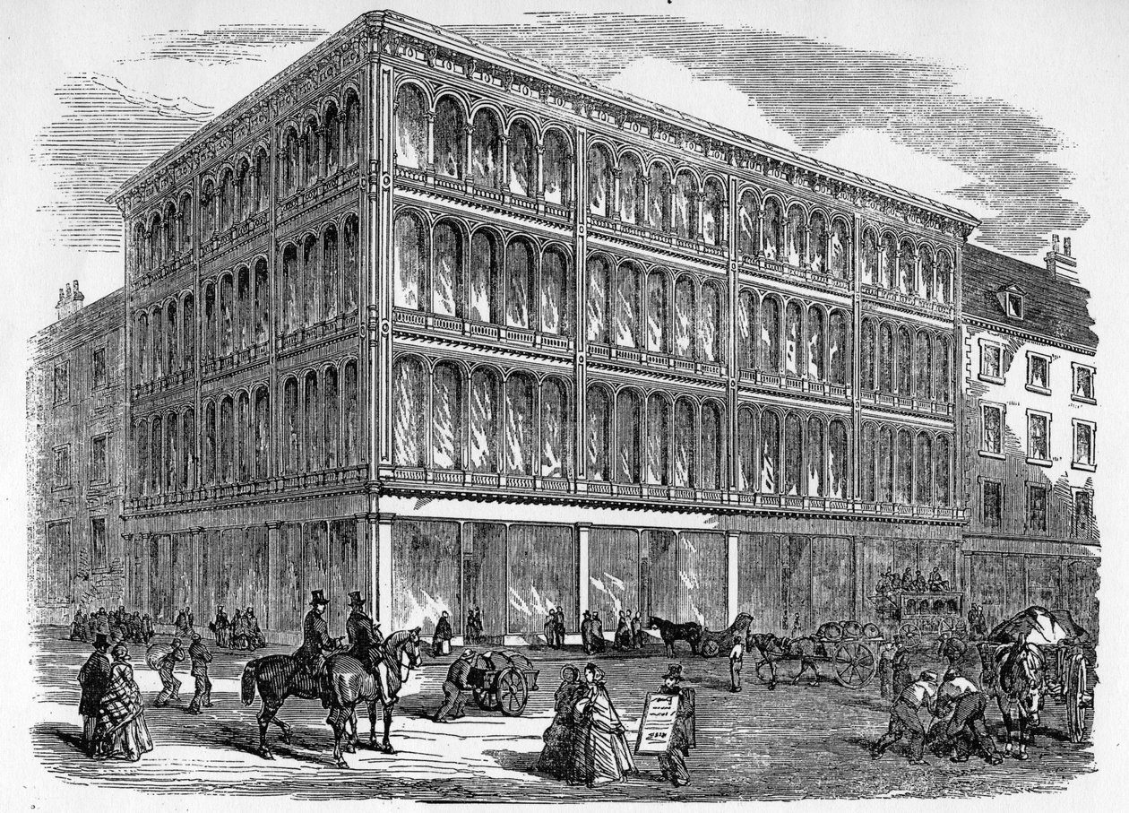 Nowy magazyn żelaza i szkła w Glasgow, ok. 1856 r. autorstwa Scottish School