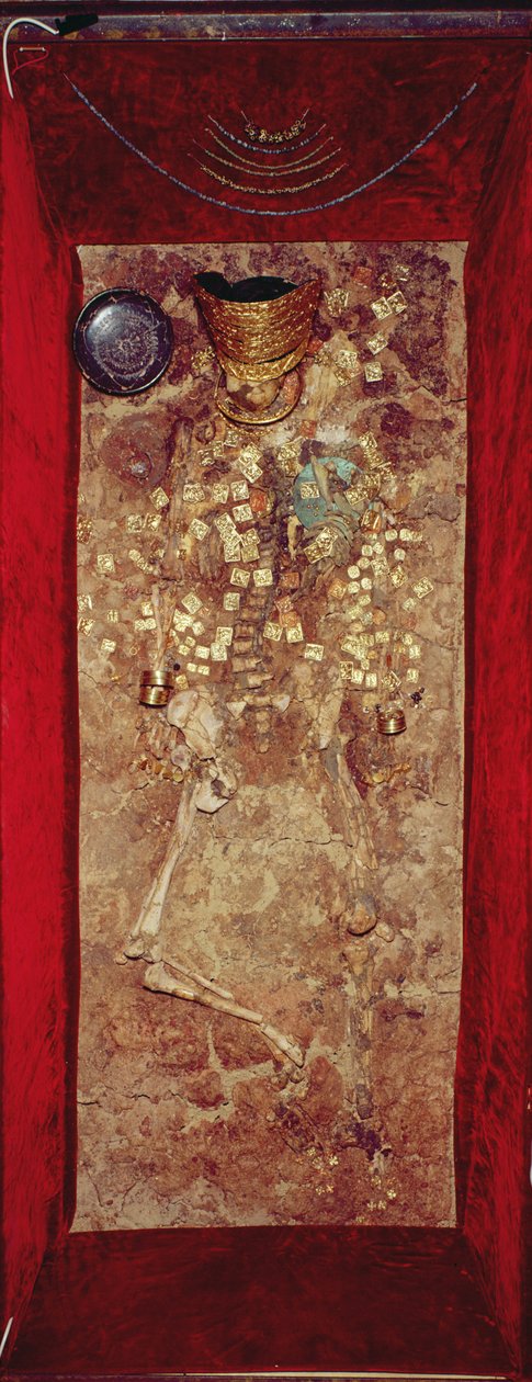 Mumia ze złotą koroną i dobrami grobowymi (technika mieszana) autorstwa Scythian