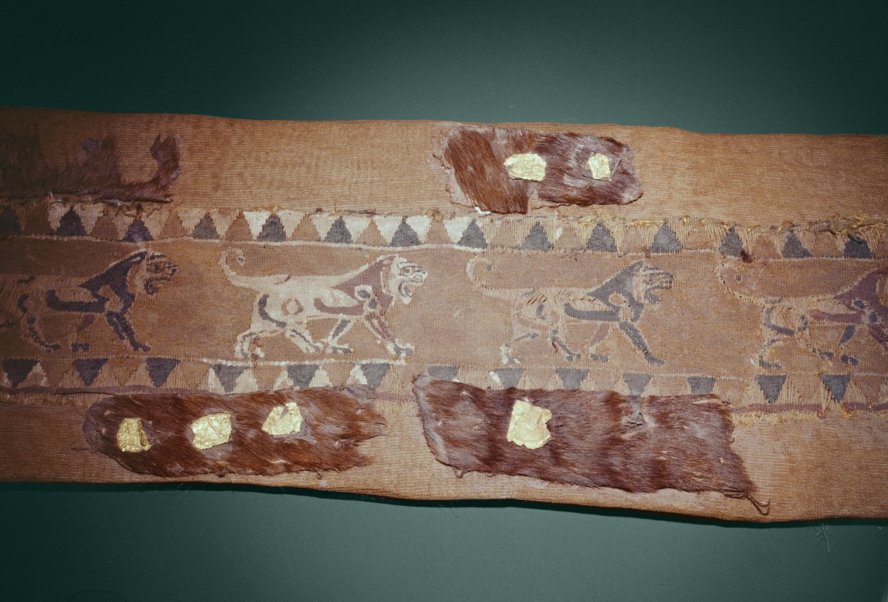 Napierśnik dla konia z lwami (wełna i złoto) autorstwa Scythian
