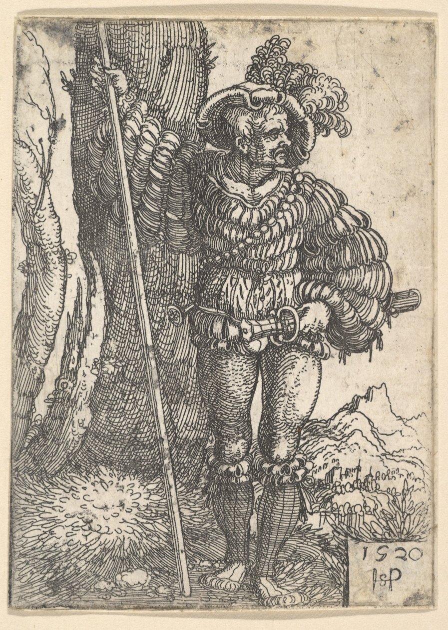 Lansquenet stojący przy drzewie, 1520. autorstwa Sebald Beham