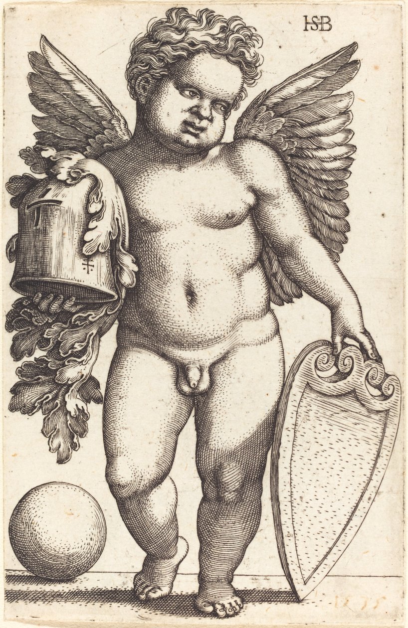 Męski geniusz trzymający herb autorstwa Sebald Beham
