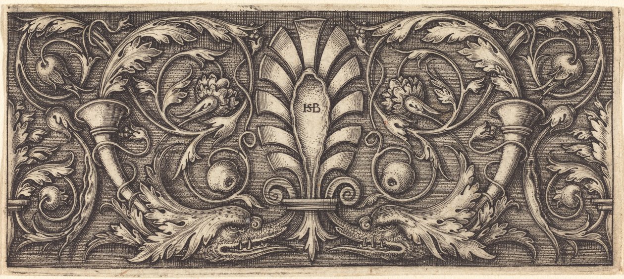 Ornament z dwoma groteskowymi delfinami autorstwa Sebald Beham
