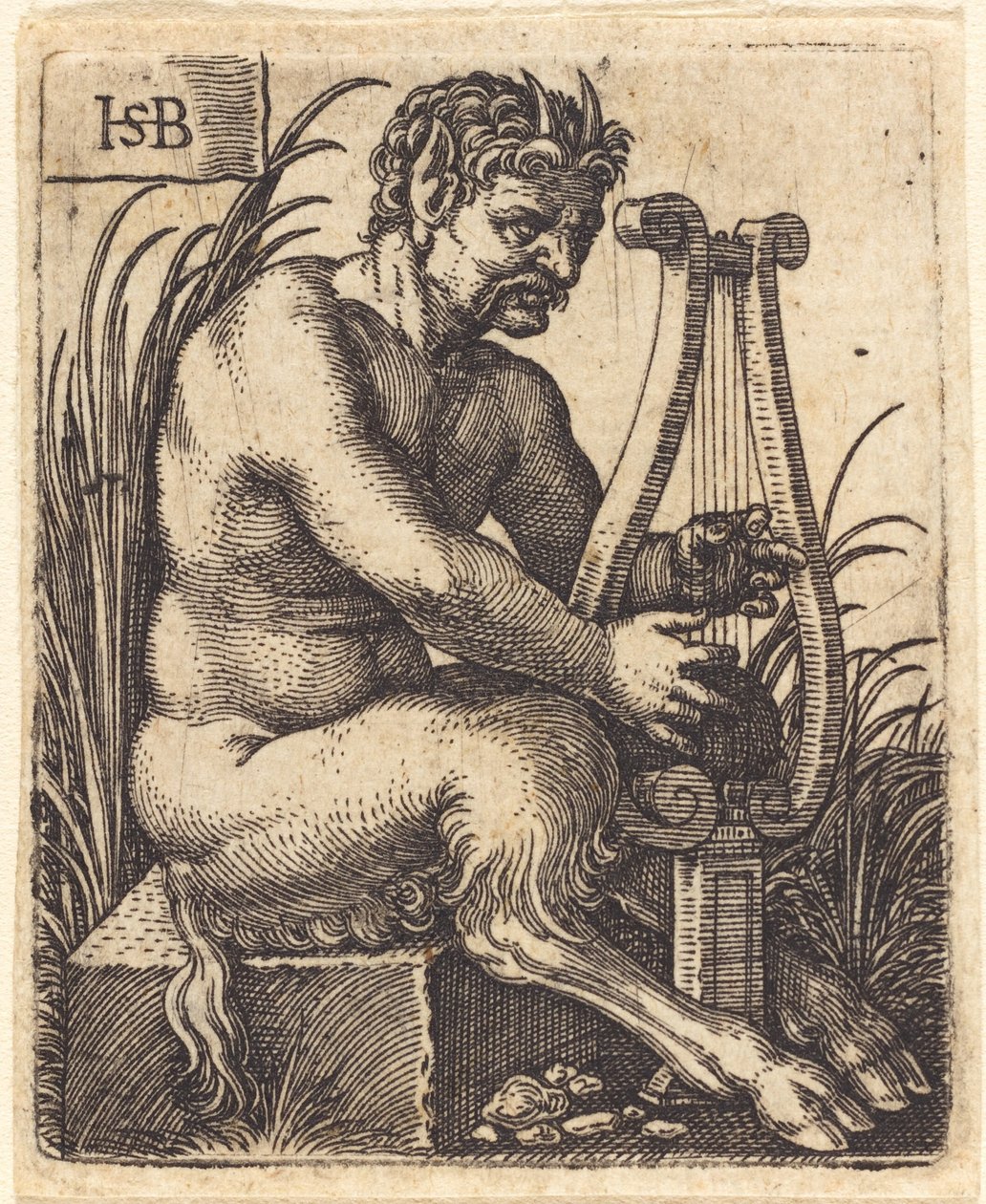 Satyr grający na lirze autorstwa Sebald Beham