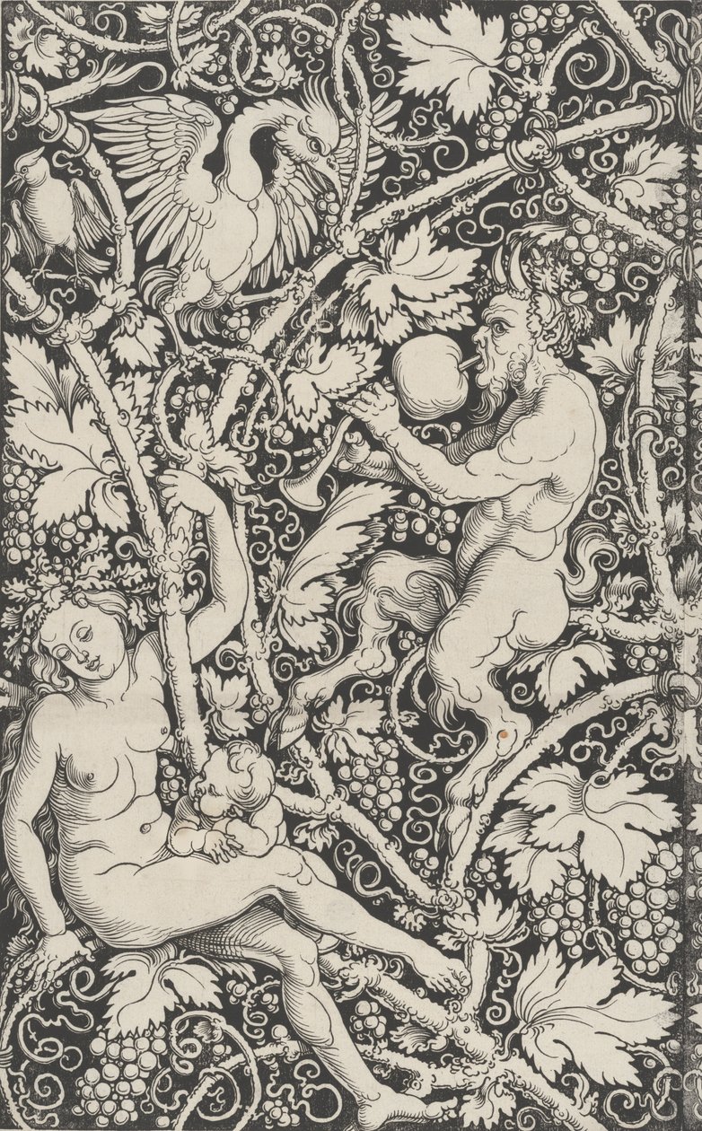 Tapeta z wizerunkiem rodziny Satyrów, 1515. autorstwa Sebald Beham