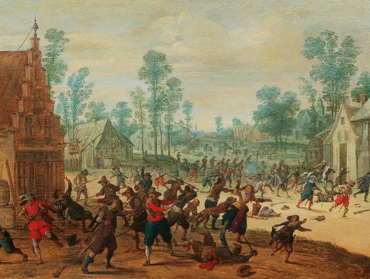 Walczący żołnierze na wsi, ok. 1630 r. autorstwa Sebastiaen Vrancx
