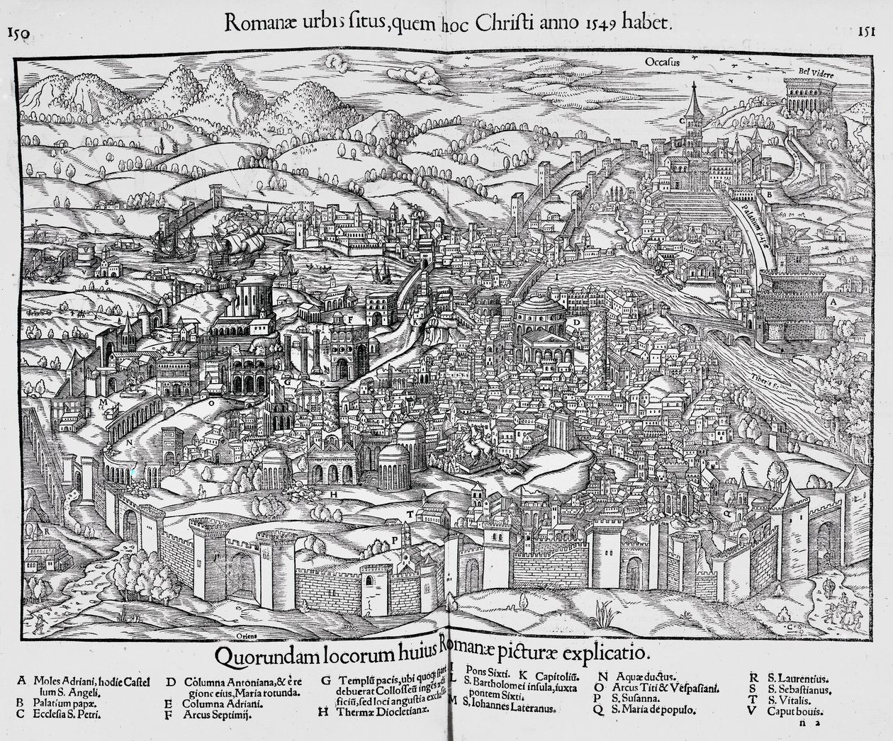 Miasto Rzym, ok. 1550 autorstwa Sebastian Munster