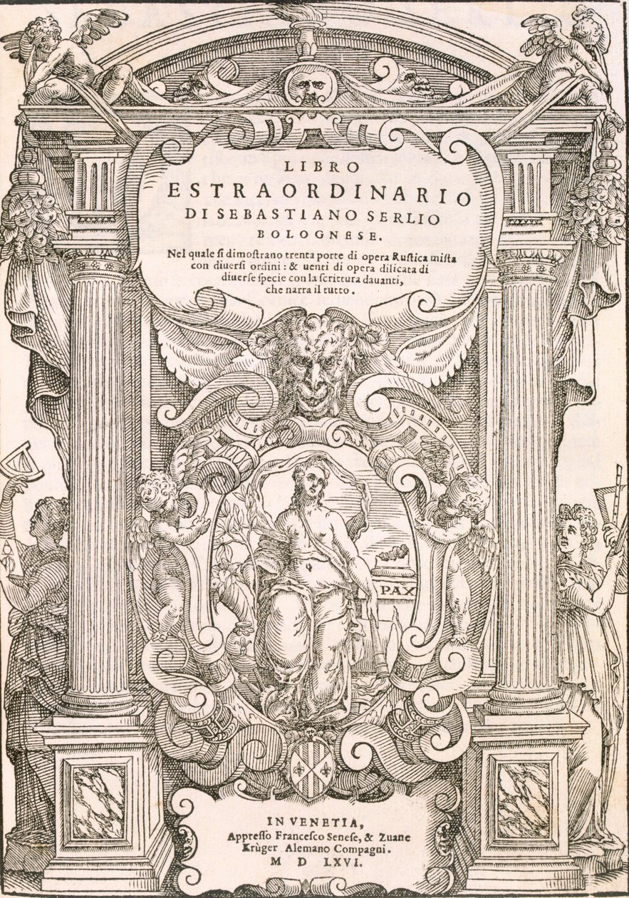 Frontyspis do „Libro Estraordinario”, 1566 autorstwa Sebastiano Serlio