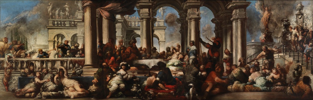 Bankiet Kleopatry, 1660. autorstwa Sebastiano Mazzoni
