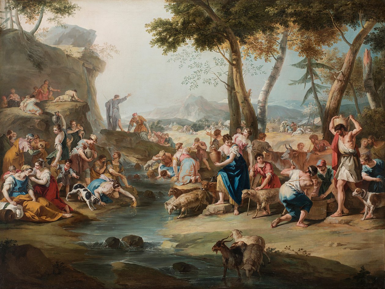 Mojżesz uderzający w skałę. autorstwa Sebastiano Ricci